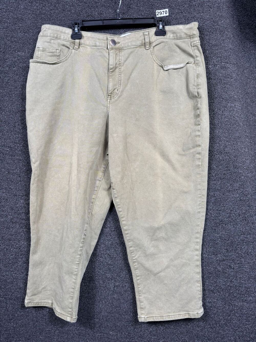 Lane Bryant Boyfriend Capri Jeans Womens Size 18 Tan Mid Rise Denim Stretch